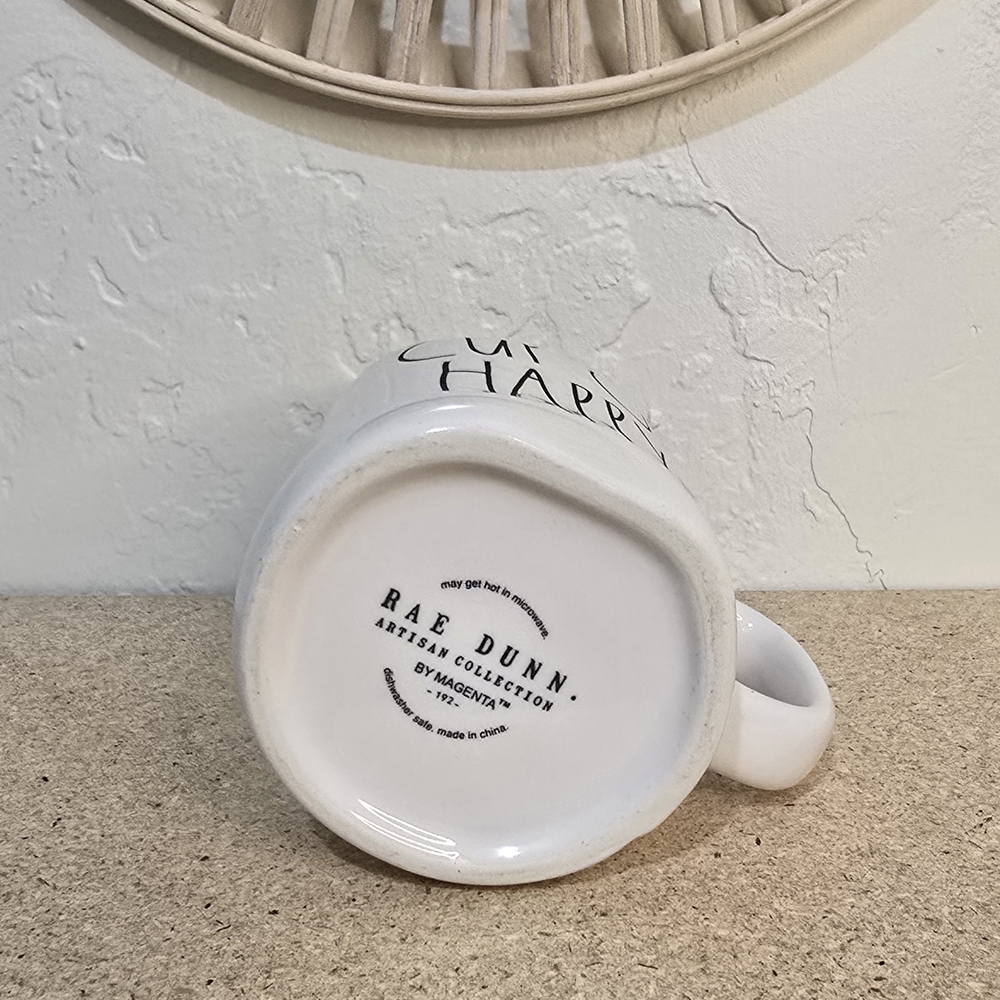 Rare Rae Dunn White Mug with Orange Interior - 'Cup of Happy' NWOT - Picture 2 of 2